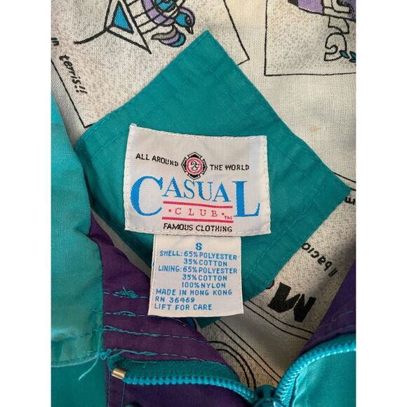 Vintage Casual Club Size Small Ski Jacket Teal Purple Lined Retro 90s Two Tone - Picture 10 of 10